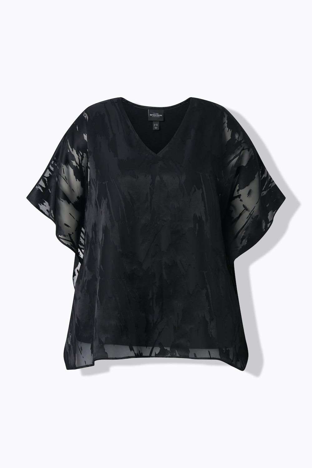 Stora storlekar Chiffongblus, Dam, svart, storlek: 58/60, Viskos/Polyester, Ulla Popken