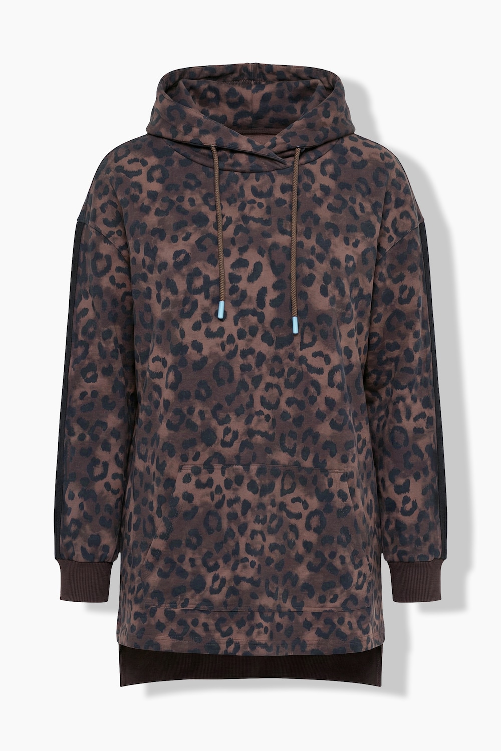 Stora storlekar Mjukiströja i leopardmönster med ståkrage och lång ärm, Dam, grå, storlek: 50/52, Bomull/Polyester, Ulla Popken