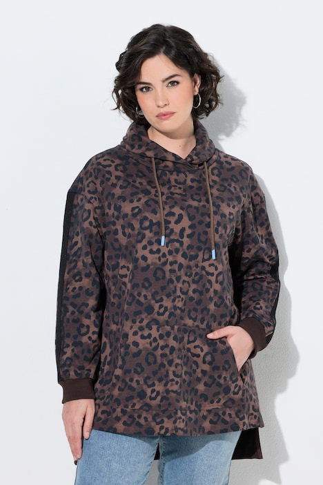 Sweatshirt, Leomuster, Stehkragen, Langarm
