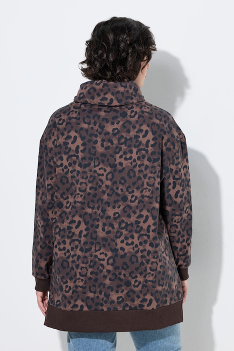 Sweatshirt, Leomuster, Stehkragen, Langarm