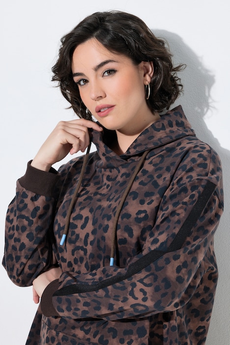 Sweatshirt, Leomuster, Stehkragen, Langarm