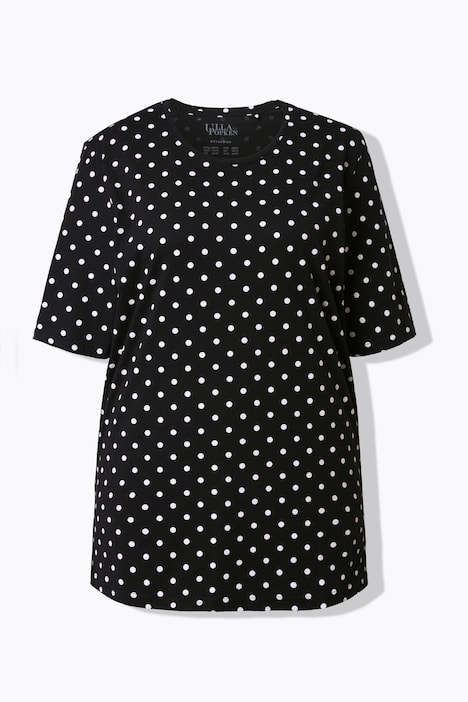 T-shirt, stippen, relaxed, ronde hals, korte mouwen