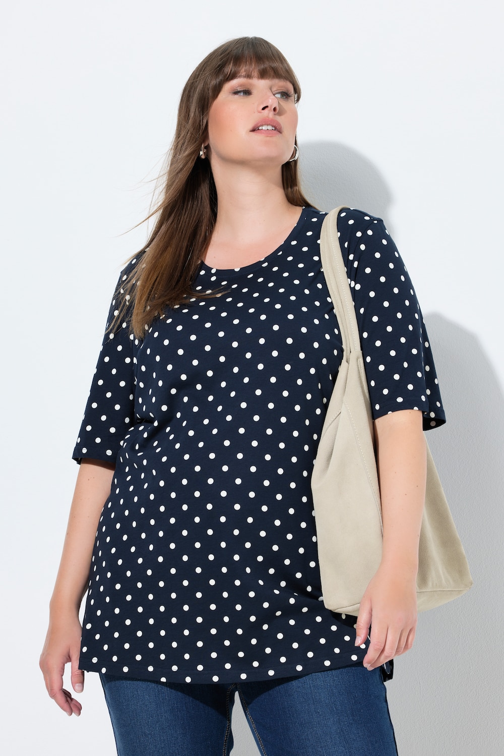 T-Shirt, Punkte, Relaxed, Rundhals, Halbarm