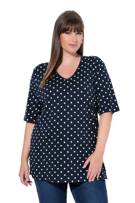Tričko, puntíky Relax, výstřih do V, krátké rukávy