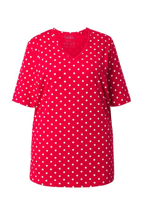 Tričko, puntíky Relax, výstřih do V, krátké rukávy