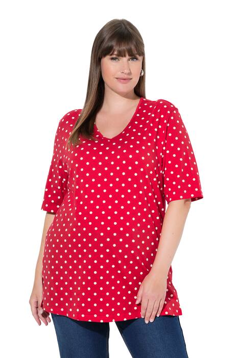 Tričko, puntíky Relax, výstřih do V, krátké rukávy