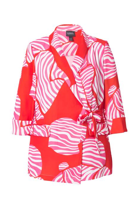 Žerzejové sako, vázačka, šálový límec, 3/4 rukáv