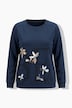 Sweatshirt, bloemenborduursel, ronde hals, korte mouw
