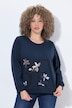 Sweatshirt, bloemenborduursel, ronde hals, korte mouw
