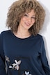 Sweatshirt, bloemenborduursel, ronde hals, korte mouw