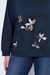 Sweatshirt, bloemenborduursel, ronde hals, korte mouw