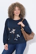 Sweatshirt, bloemenborduursel, ronde hals, korte mouw