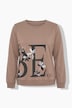 Sweatshirt, bloemenborduursel, ronde hals, korte mouw