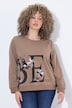 Sweatshirt, bloemenborduursel, ronde hals, korte mouw