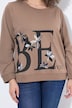 Sweatshirt, bloemenborduursel, ronde hals, korte mouw