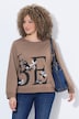 Sweatshirt, bloemenborduursel, ronde hals, korte mouw