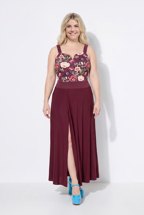 Jupe maxi extensible, taille élastique et bandes qui se chevauchent