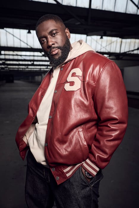 STHUGE Leder-Collegejacke, echtes Leder, Blouson, bis 7 XL