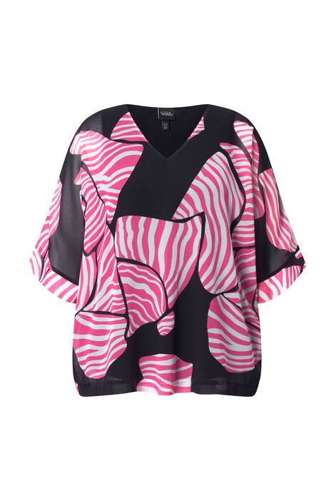 Šifonová halenka, dvouvrstvá, s mašlí, V výstřih, 3/4 rukáv