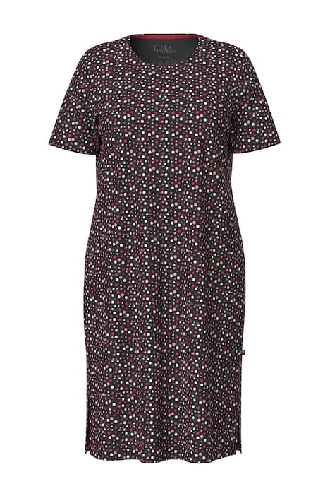 Noční košile, tečkovaná, kulatý výstřih, polodlouhé rukávy