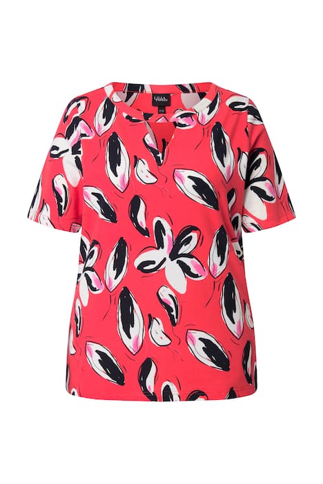 Tričko, květinový motiv, klasika, výstřih s průstřihem, kulatý výstřih, polodlouhý rukáv