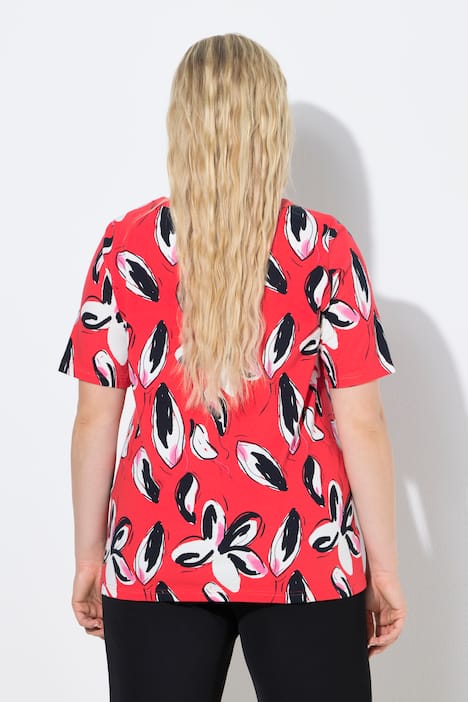 Paita, kukkakuvio, pyöreä kaulus, lyhythihainen