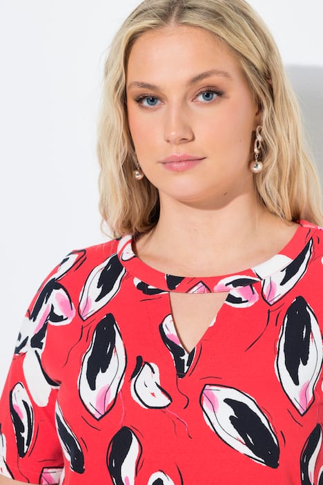 Paita, kukkakuvio, pyöreä kaulus, lyhythihainen