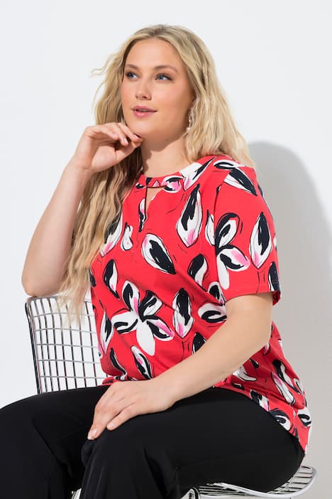 Paita, kukkakuvio, pyöreä kaulus, lyhythihainen