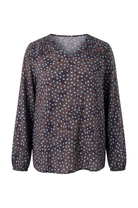 Tunika, Punkte, A-Linie, V-Ausschnitt, Langarm