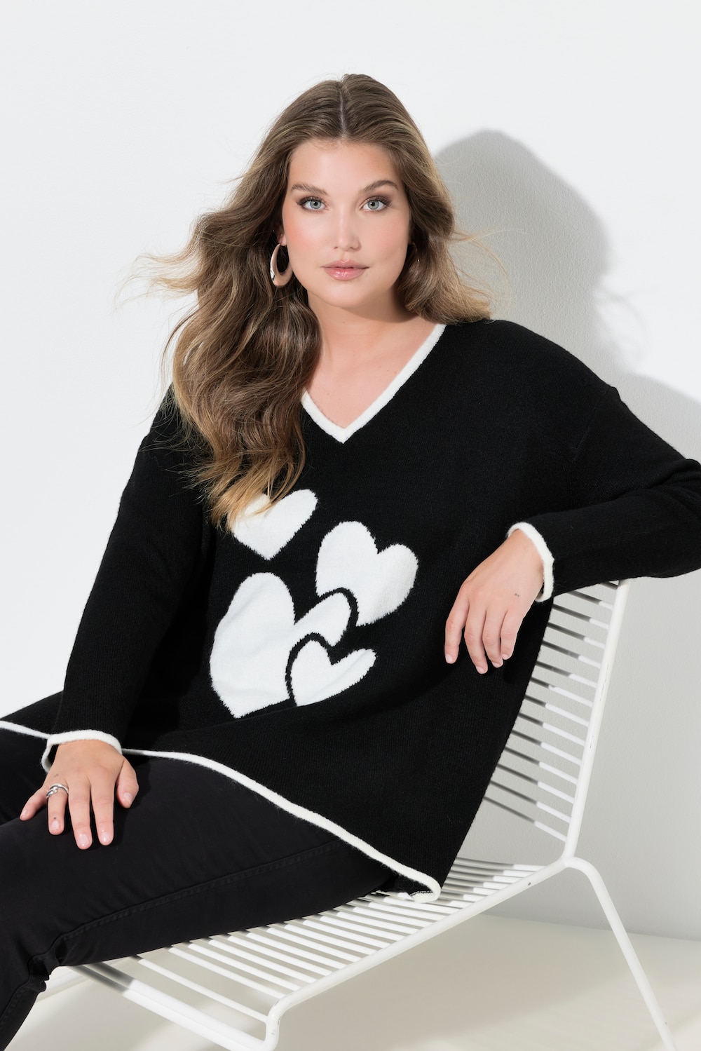 Pullover, bequeme Passform, Herz-Motiv