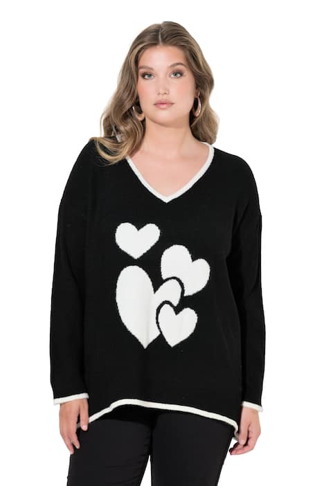 Svetr, pohodlný střih, motiv srdce