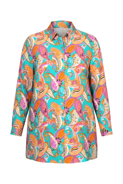 Dlouhá halenka, kašmírový vzor, límeček, dlouhé rukávy