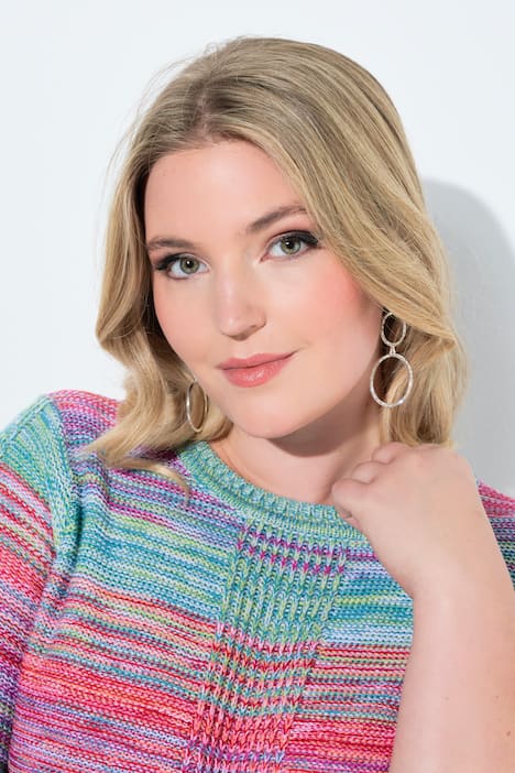 Pullover, bequeme Passform, Melange-Linksstrick