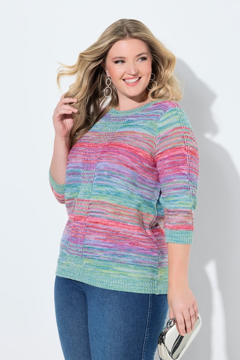 Pullover, bequeme Passform, Melange-Linksstrick