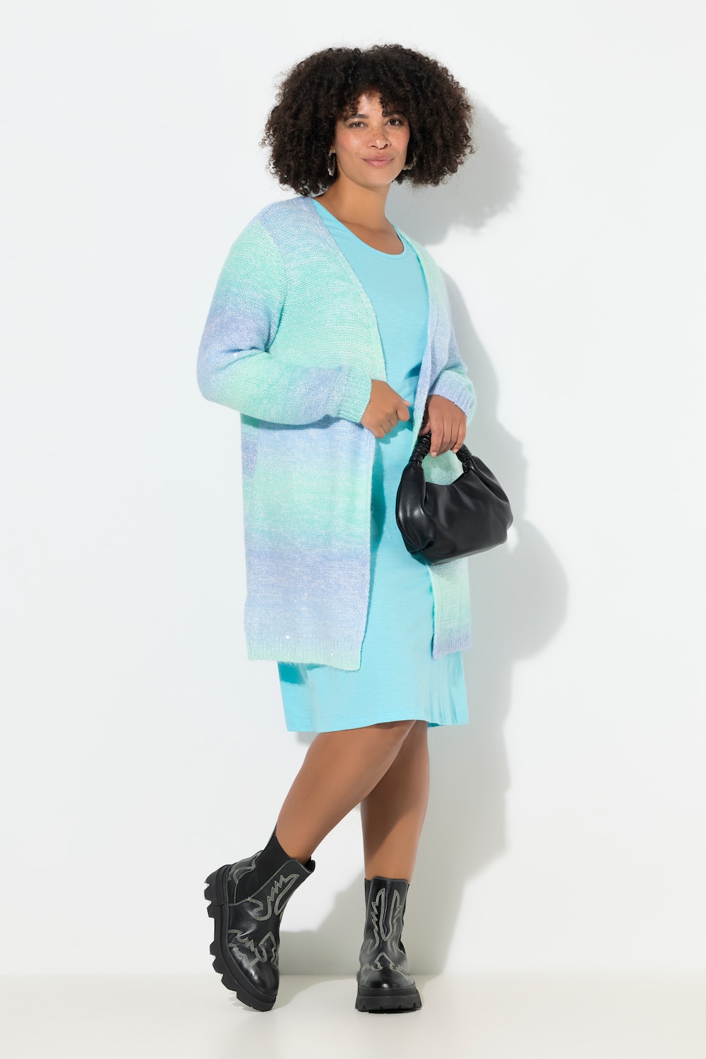 Strickjacke, Straight Fit, Farbverlauf, Pailletten