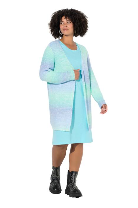 Rozepínací svetr, rovný střih, barevný přechod, flitry