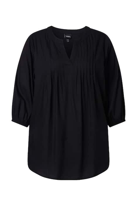 Halenka, řasení, tunikový výstřih, 3/4 balónový rukáv