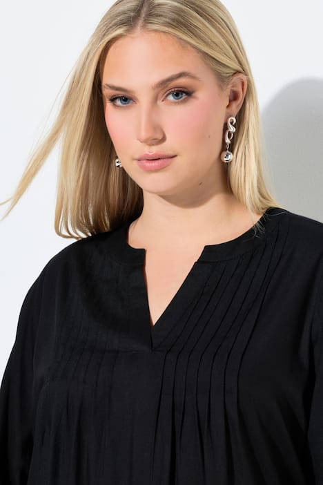 Blouse, biesjes, tuniekhals, 3/4-ballonmouwen