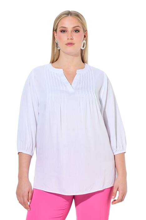 Halenka, řasení, tunikový výstřih, 3/4 balónový rukáv