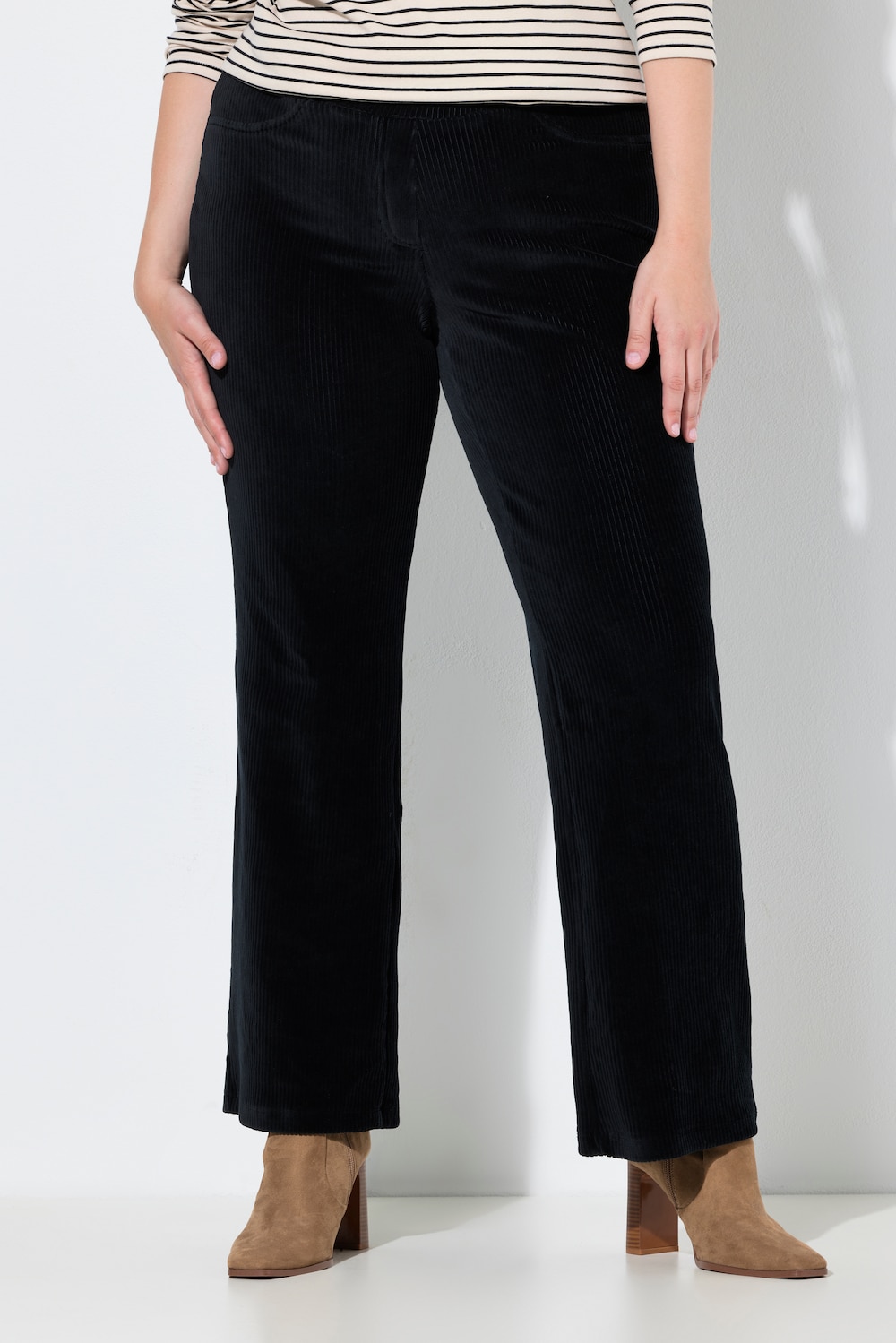 Große Größen Cord-Schlupfhose Mary, Damen, schwarz, Größe: 54, Baumwolle, Ulla Popken