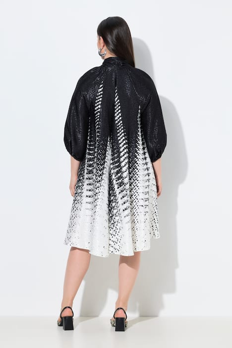 Kleid, A-Linie, Stehkragen, Schluppe, 3/4-Arm