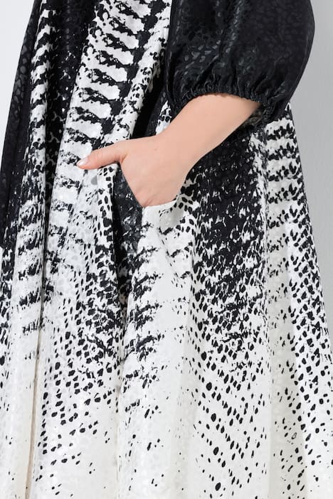 Kleid, A-Linie, Stehkragen, Schluppe, 3/4-Arm