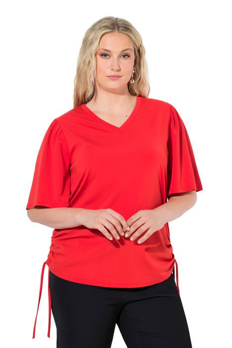 Tričko, nařasené detaily, V výstřih, křídlové polo rukávy