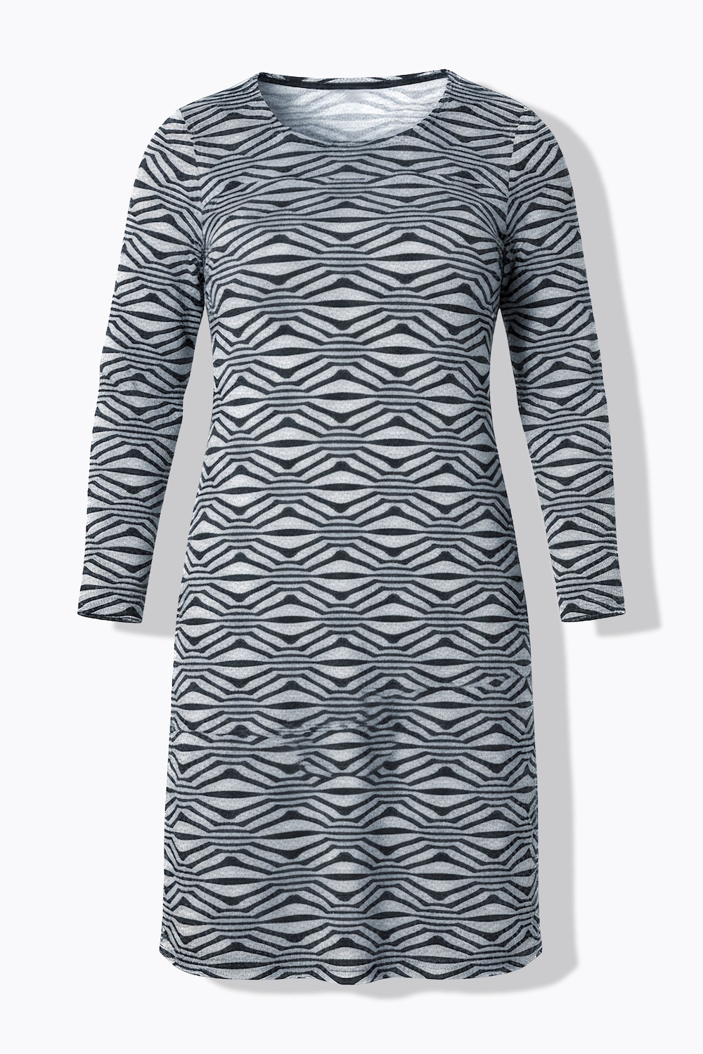 Stora storlekar Jacquardklänning, Dam, grå, storlek: 54, Polyester/Viskos, Mia Moda