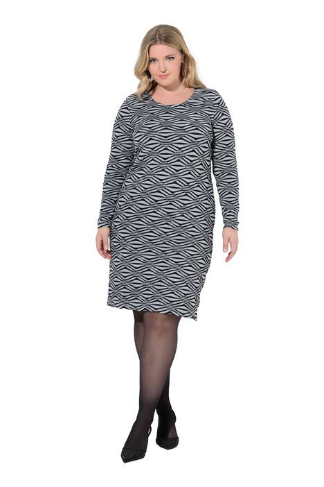 Žakárové šaty, A střih, vyšíévaný 3D grafický vzor