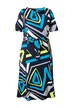 Midi šaty, grafický potisk, V výstřih, polo rukávy