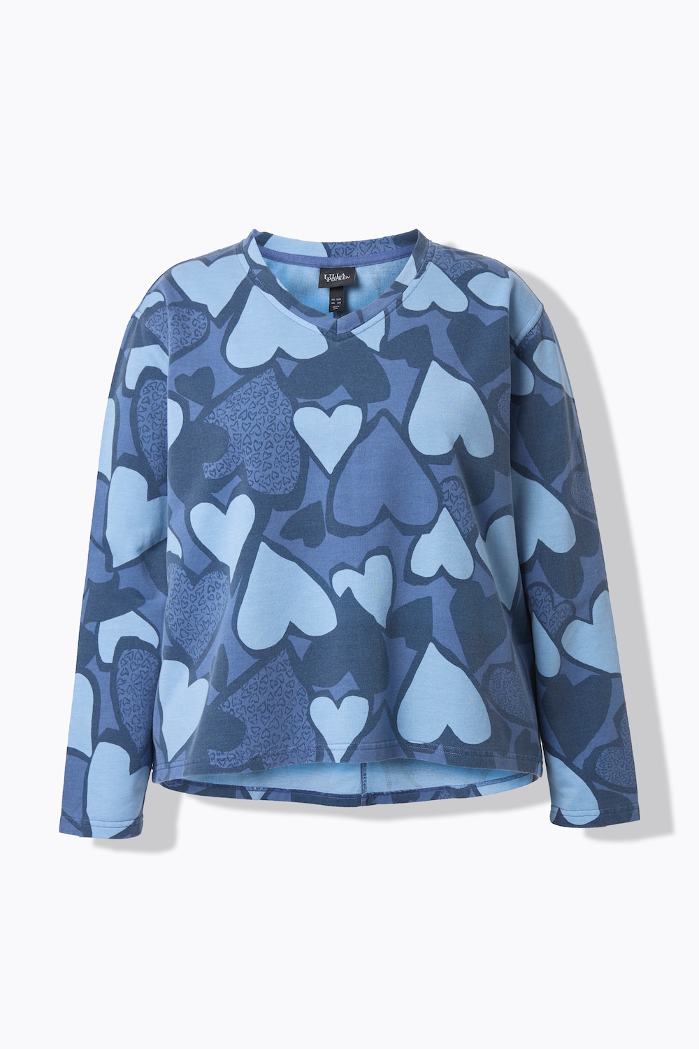 Stora storlekar Mjukiströja, Dam, blå, storlek: 46/48, Bomull/Polyester, Ulla Popken