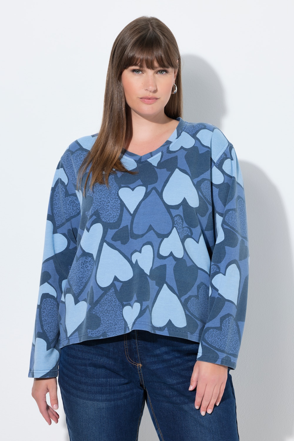 Thumbnail - Große Größen Sweatshirt, Damen, blau, Größe: 42/44, Baumwolle/Polyester, Ulla Popken