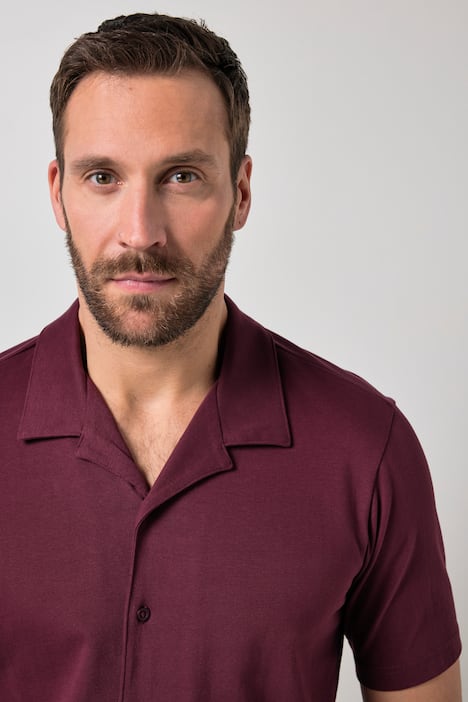 JP1880 jersey overhemd, korte mouwen, Cubaanse kraag, Cuba Fit, tot 8XL