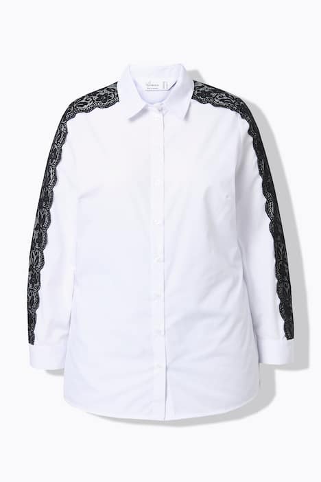 Bluse, A-Linie, Spitze auf Schultern und Langarm